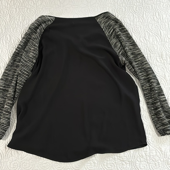 Addition Elle Women’s Long Sleeve Black with B/W Knit SleeveTunic Top size 1X - Picture 3 of 5